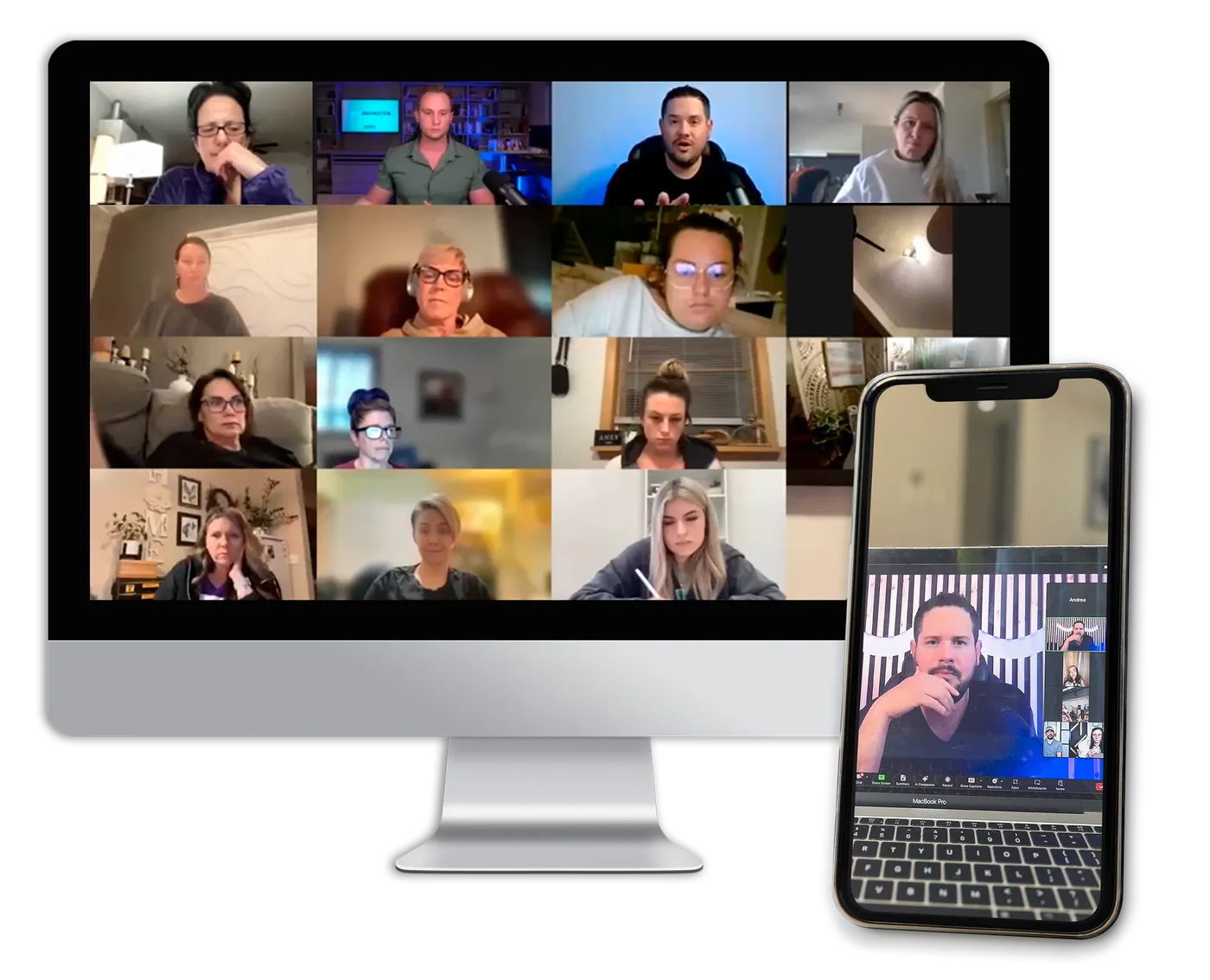 Jake and Tony on a coaching call with beauty business owners